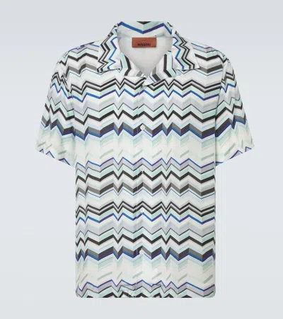 Missoni Zig Zag Bowling Shirt In Animal Print