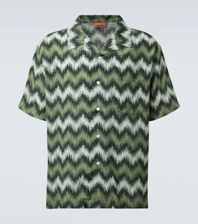 Missoni Zig Zag Bowling Shirt In Green