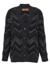 Missoni Sequined Chevron Knit Cardigan In Black