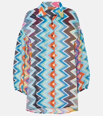 Missoni Zig Zag Cotton And Silk Shirt In Carioca Macro Chevron