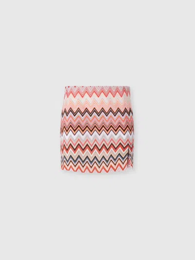 MISSONI ZIG ZAG COTTON AND VISCOSE MINI SKIRT WITH SLIT