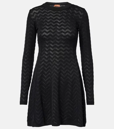Missoni Zig Zag Cotton-blend Minidress In Black