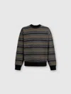 Missoni Zig Zag Cotton Crewneck Sweatshirt In Black,blue