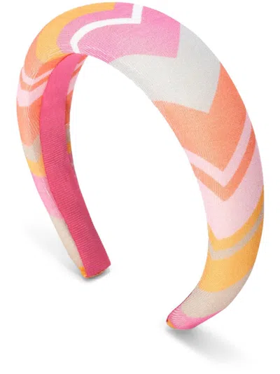 Missoni Kids' Zig Zag Cotton Headband In Pink