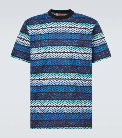 Missoni Zig Zag Cotton Jersey T-shirt In Blue