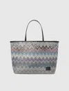 Missoni Zig Zag Cotton Shopper With Double Handles In Black