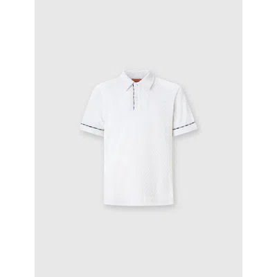 Missoni Zig Zag Cotton Terry Polo Shirt With Contrasting Piping In White