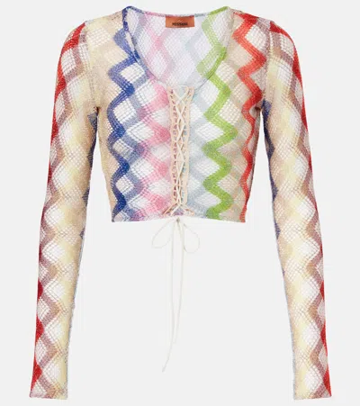 Missoni Zig Zag Crochet Crop Top In Multi