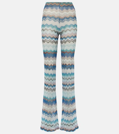 Missoni Zig Zag Crochet Wide-leg Trousers In Blue