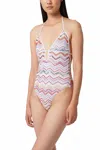 Missoni Multicolor One-piece Swimsuit With Zigzag Motif And Cut-out In Viscose Blend Woman In Multi