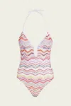Missoni Multicolor One-piece Swimsuit With Zigzag Motif And Cut-out In Viscose Blend Woman