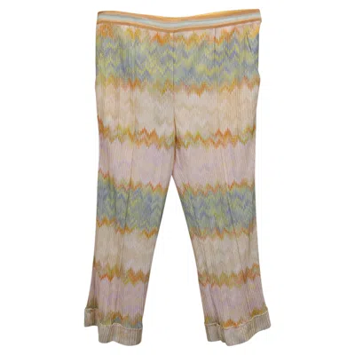 Pre-owned Missoni Zig Zag Culottes In Multicolor Rayon In Brown