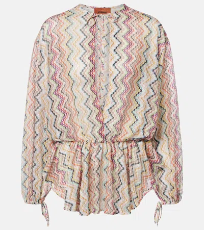 Missoni Mare Gathered Striped Crochet-knit Coverup In Multi