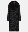 Missoni Zig Zag Faux Shearling-trimmed Coat In Black