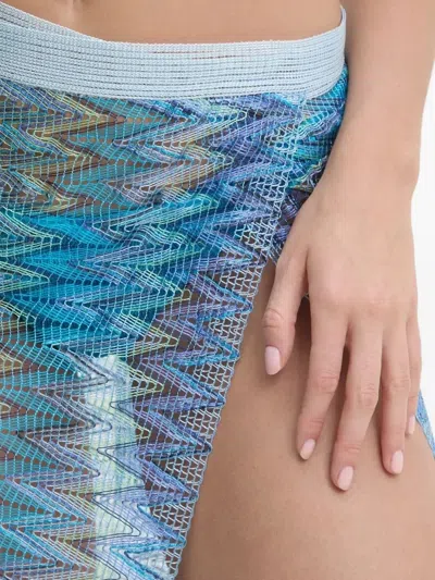 Missoni Zig-zag Fringed Sarong In Blue