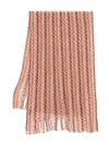 Missoni Textured Fringed Zig-zag Pattern Scarf In Neutral