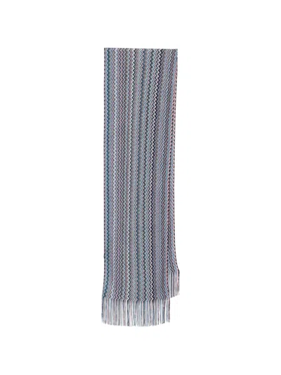 Missoni Zig-zag Fringed Scarf In Gray