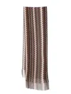 Missoni Fringed Viscose Scarf Zig-zag Texture In Brown