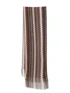Missoni Fringed Viscose Scarf Zig-zag Texture In Brown
