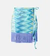 Missoni Zig Zag Fringed Wrap Skirt In Blue