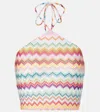 Missoni Zig Zag Halterneck Lamé Crop Top In Multi
