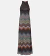 Missoni Zig Zag Halterneck Lamé Maxi Dress In Multi