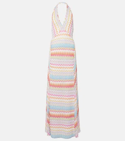 Missoni Zig Zag Halterneck Lamé Maxi Dress In Multicoloured