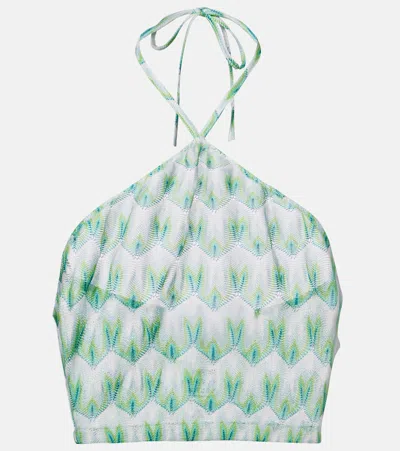 Missoni Zig Zag Halterneck Top In Green