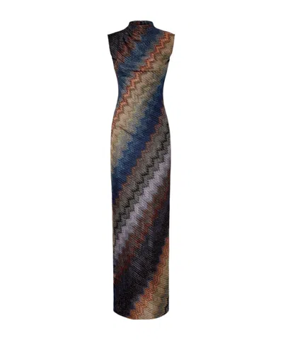 Missoni Zig-zag High-neck Dress In Multi