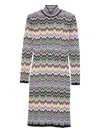 Missoni Midi Dress With Chevron Design And Long Sleeves In Multi