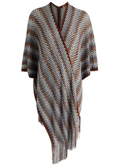 Missoni Zig-zag Intarsia Knitted Cape In Gold