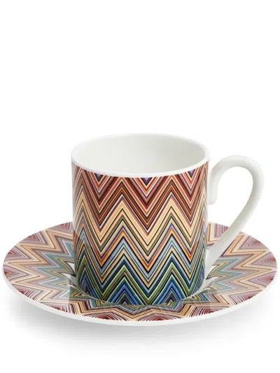 Missoni Zig Zag Jarris Zigzag-print Coffee Cup Set In Red