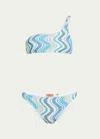 Missoni Zig Zag Knit Asymmetric Two-piece Swimsuit In Microshaded Blue