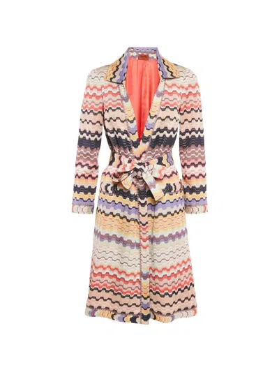 Pre-owned Missoni Zig-zag Knit Coat In Orange