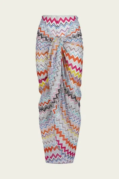 Missoni Zig-zag Knit Long Skirt In Multicolor With White