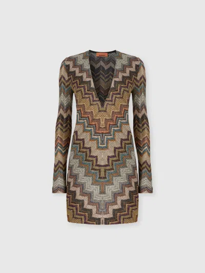 Missoni Zig Zag Knit Mini Dress In Viscose In Multi