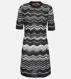 Missoni Zig-zag Knit Sequined Minidress In Black And White Pailettes