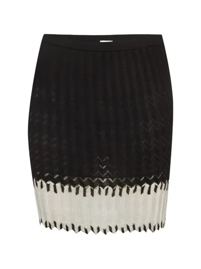 Pre-owned Missoni Zig Zag Knit Skirt In Black