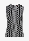 Missoni Black/white Zip Zack Print Top In Monochrome