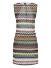 Missoni Sleeveless Knit Dress Round Neckline Zigzag In Multi