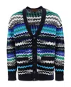 Missoni Zig-zag Knitted Wool-blend Cardigan In Black