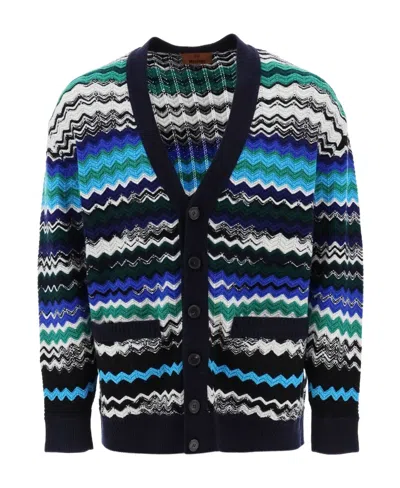 MISSONI MISSONI ZIG-ZAG KNITTED BUTTON-UP CARDIGAN