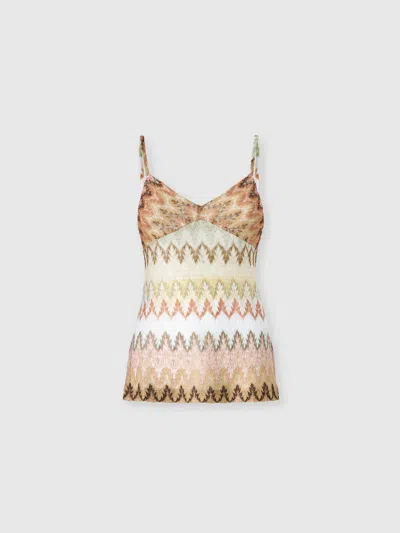 Missoni Zig Zag Lace Tank Top In Neutral