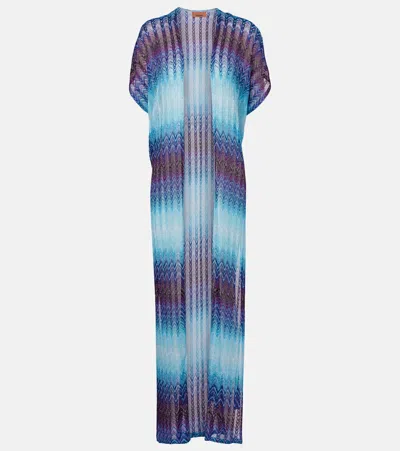 Missoni Zig Zag Lamé Beach Cover-up In Blue