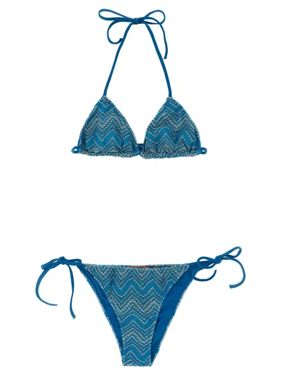 Missoni Zig Zag Lamé Bikini In Blue