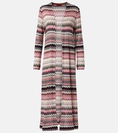 Missoni Cardigan With Lamé Serrated Zigzag Pattern And V-neck In Multicolor