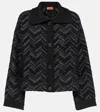 Missoni Textured Chevron Knit Jacket With Oversized Fit And Button Closure In Schwarz