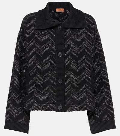 MISSONI ZIGZAG LAMÉ AND BOUCLÉ CARDIGAN
