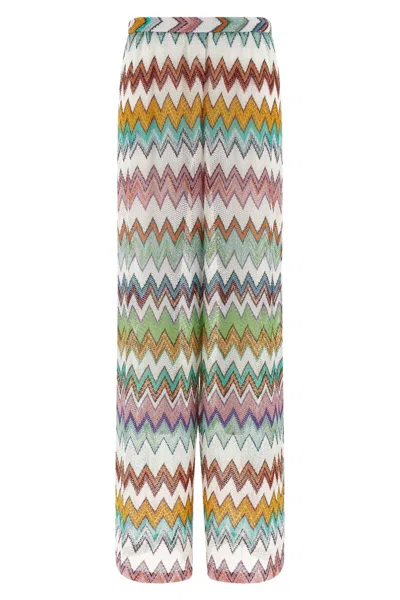 Missoni Zig Zag Lame Flared Pants Multicolor Chevron