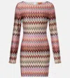 Missoni Metallic Zigzag Long Sleeve Knit Minidress In Multi